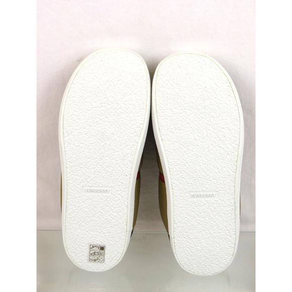 $620 BURBERRY HOMIE WOMEN QUILTED BEIGE CHECK LOGO LOAFER MULES SLIPPERS 37 - Picture 12 of 13